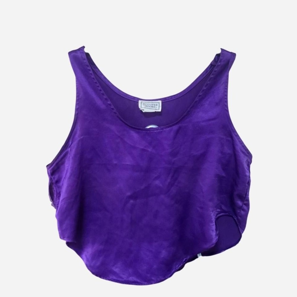 WOMENS SILKY PURPLE CROP TOP 90'S STYLE SMALL